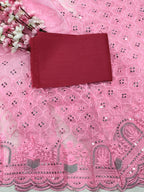 Khadi Organza With Beautiful Multi + 7 M.M Sequence Embroidery Work And C Pallu Cutwork
