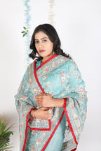 Tissue Organza With Beautiful Zari + Multi + 5 M.M Sequence Embroidery C Pallu Work