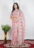 Tissue Organza With Beautiful Multi Embroidery C Pallu Work