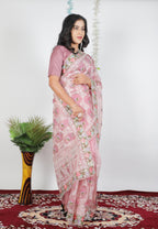 Tissue Organza With Beautiful Multi Embroidery C Pallu Work