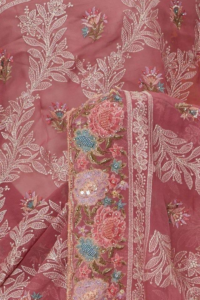 Tissue Organza With Beautiful Multi Embroidery C Pallu Work
