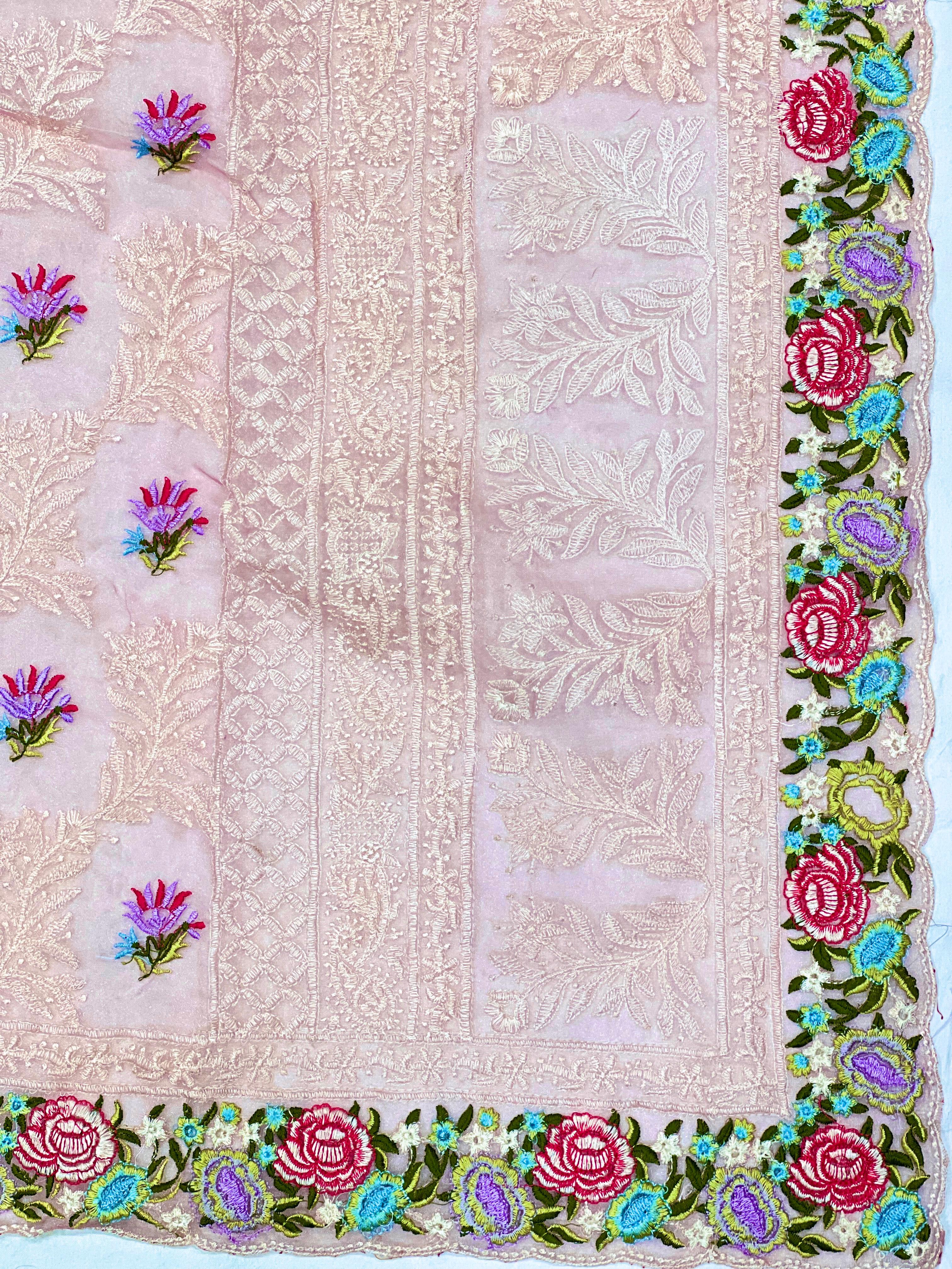 Tissue Organza With Beautiful Multi Embroidery C Pallu Work