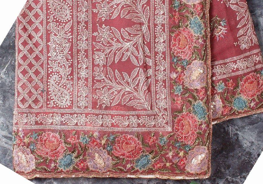 Tissue Organza With Beautiful Multi Embroidery C Pallu Work