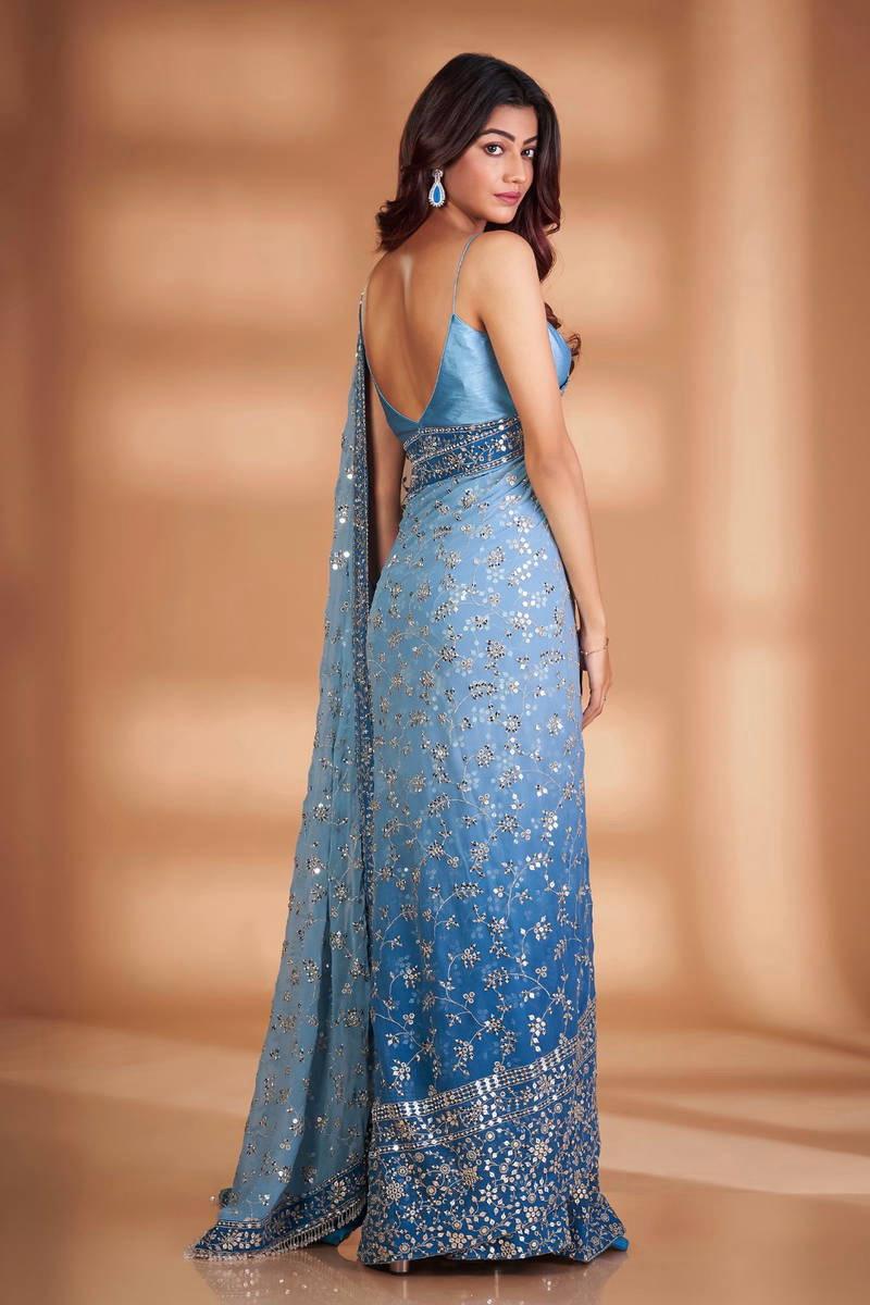 Heavy Fox Georgette With Padding Print And 7.MM Sequence + Zari 🔖 Work In Allover Saree