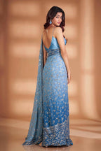 Heavy Fox Georgette With Padding Print And 7.MM Sequence + Zari 🔖 Work In Allover Saree