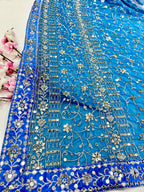 Heavy Fox Georgette With Padding Print And 7.MM Sequence + Zari 🔖 Work In Allover Saree