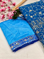 Heavy Fox Georgette With Padding Print And 7.MM Sequence + Zari 🔖 Work In Allover Saree