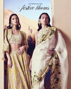 Khadi Organza With Beautiful Flowers Design In Multi Embroidery C Pallu Cut Work