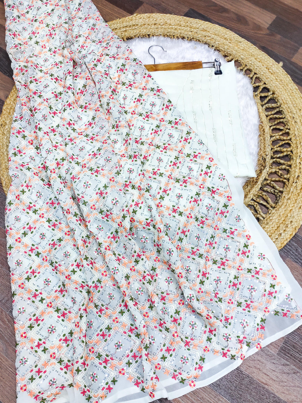 Multi Color Exclusive Beautiful  Embroidery Work Saree