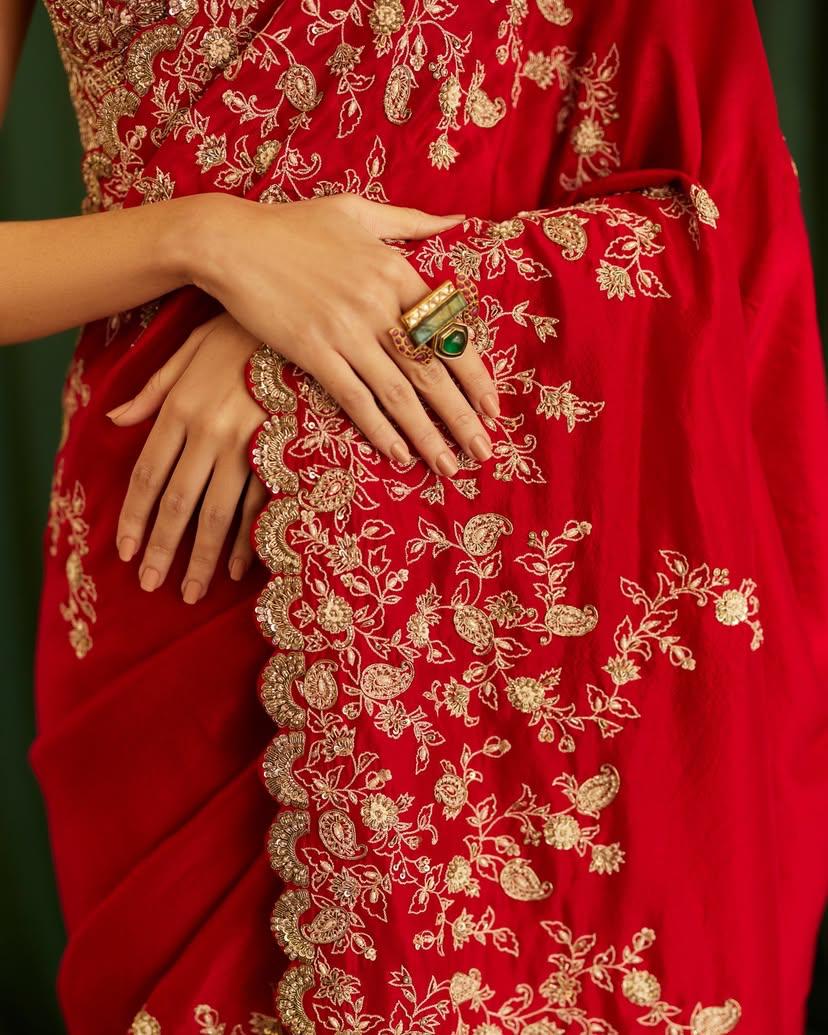 Heavy Rangoli Silk With Beautiful Zari + 3 M.M Sequence Embroidery Work And C Pallu Cutwork