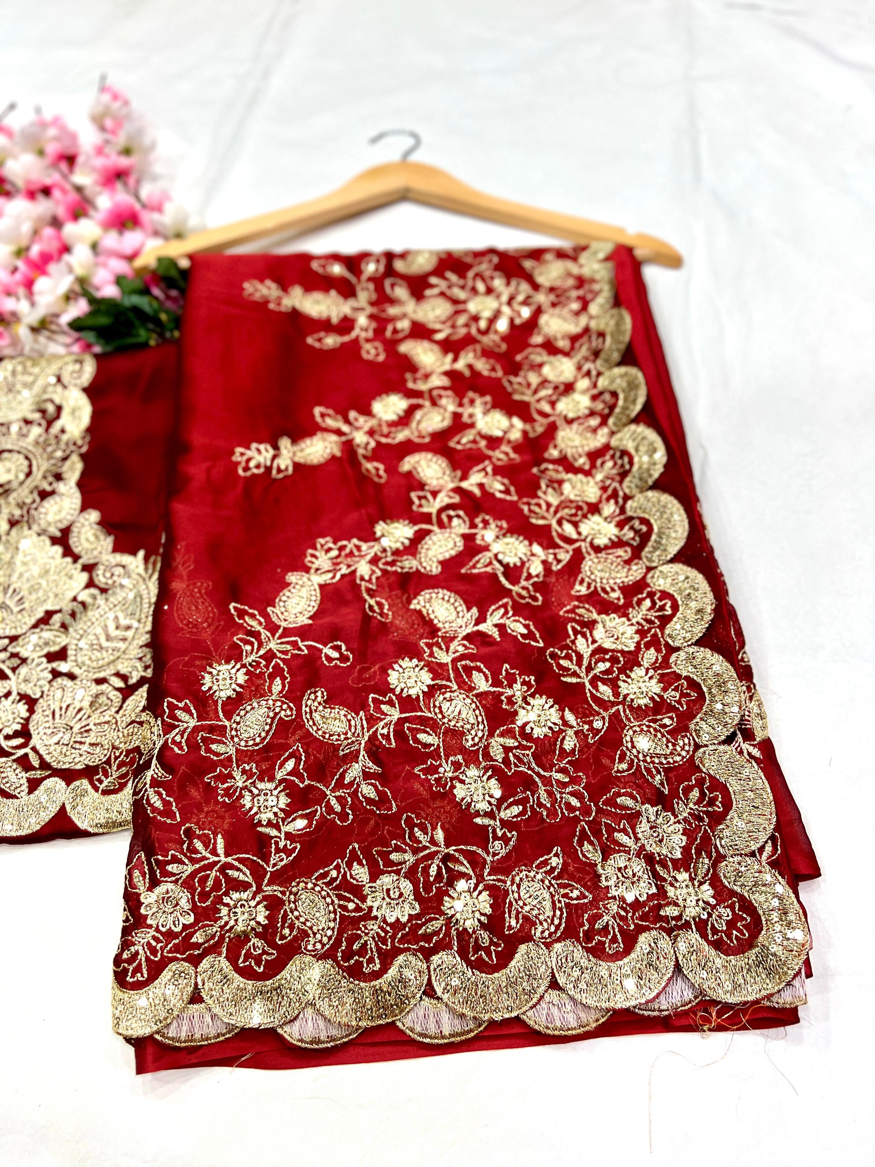 Heavy Rangoli Silk With Beautiful Zari + 3 M.M Sequence Embroidery Work And C Pallu Cutwork