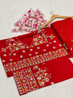 Heavy Fox Georgette With Multi + Thread Coding Embroidery & 3/5.MM Sequence In Pallu_Skirt Work Saree And Embroidery Multi Colour Lace Work