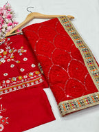 Heavy Fox Georgette With Multi + Thread Coding Embroidery & 3/5.MM Sequence In Pallu_Skirt Work Saree And Embroidery Multi Colour Lace Work