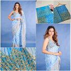 Heavy Fox Georgette With Beautiful Shibori Printed And Zari