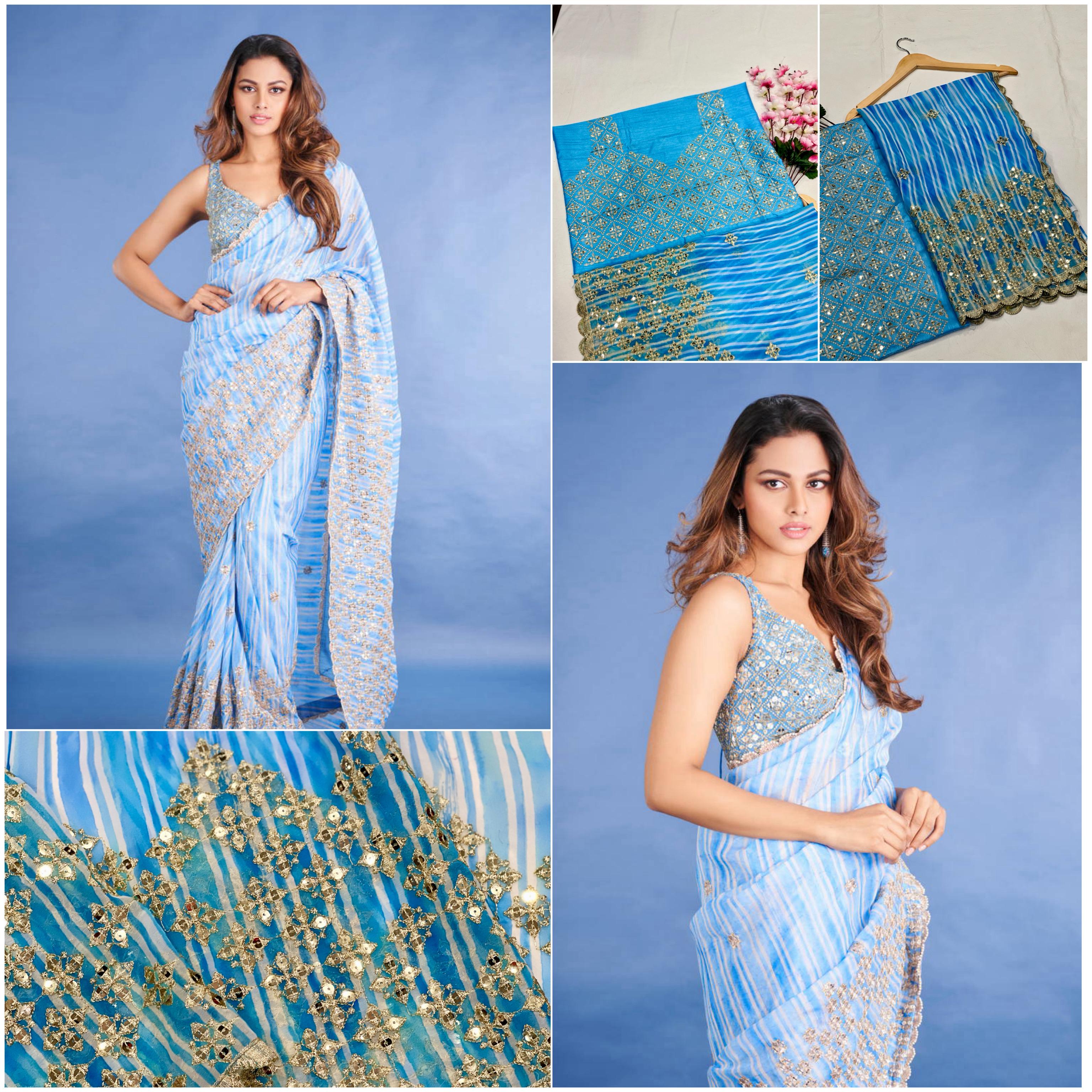 Heavy Fox Georgette With Beautiful Shibori Printed And Zari