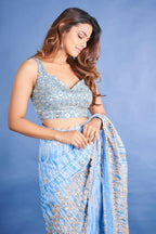 Heavy Fox Georgette With Beautiful Shibori Printed And Zari
