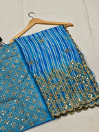 Heavy Fox Georgette With Beautiful Shibori Printed And Zari