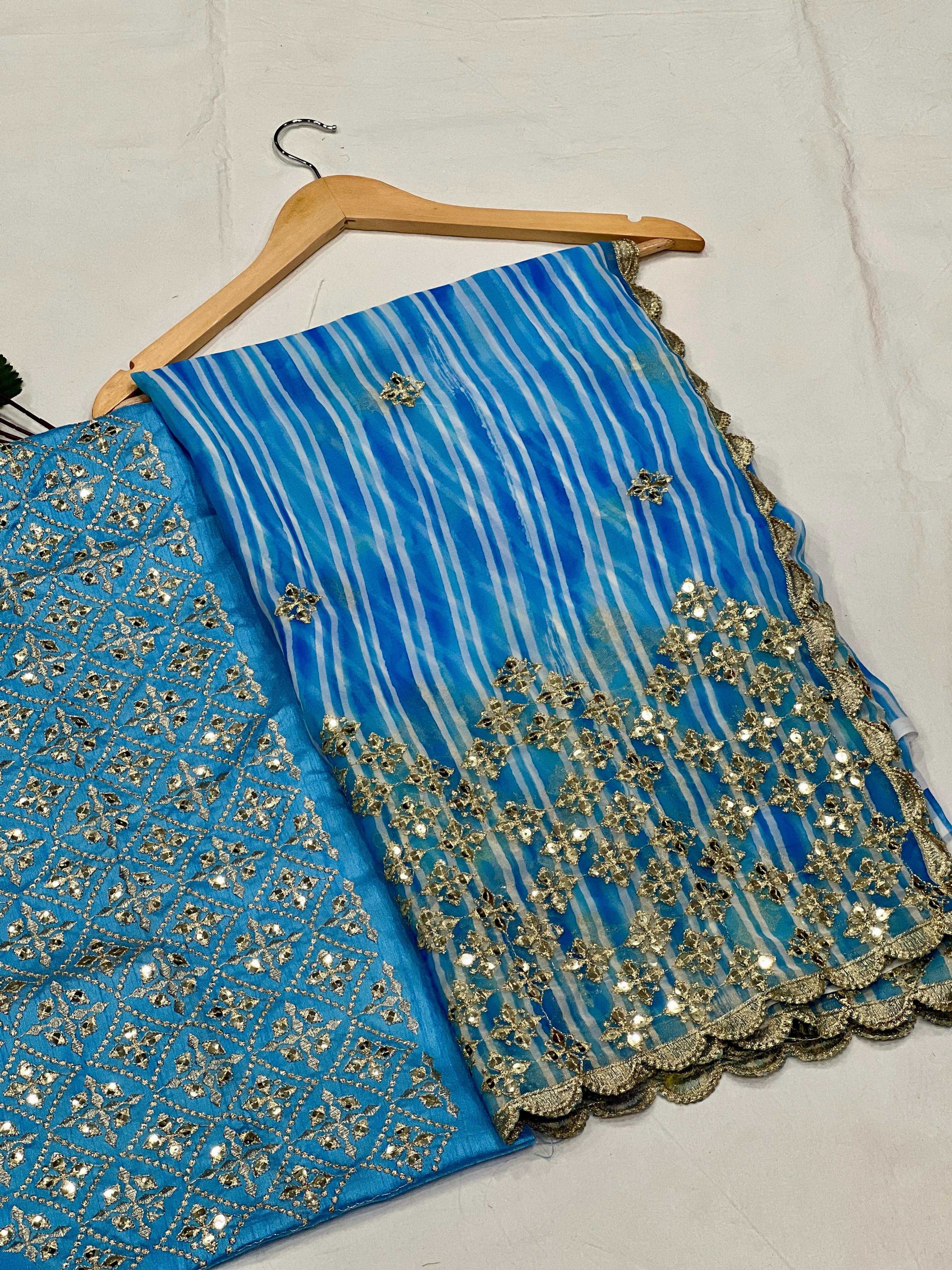 Heavy Fox Georgette With Beautiful Shibori Printed And Zari