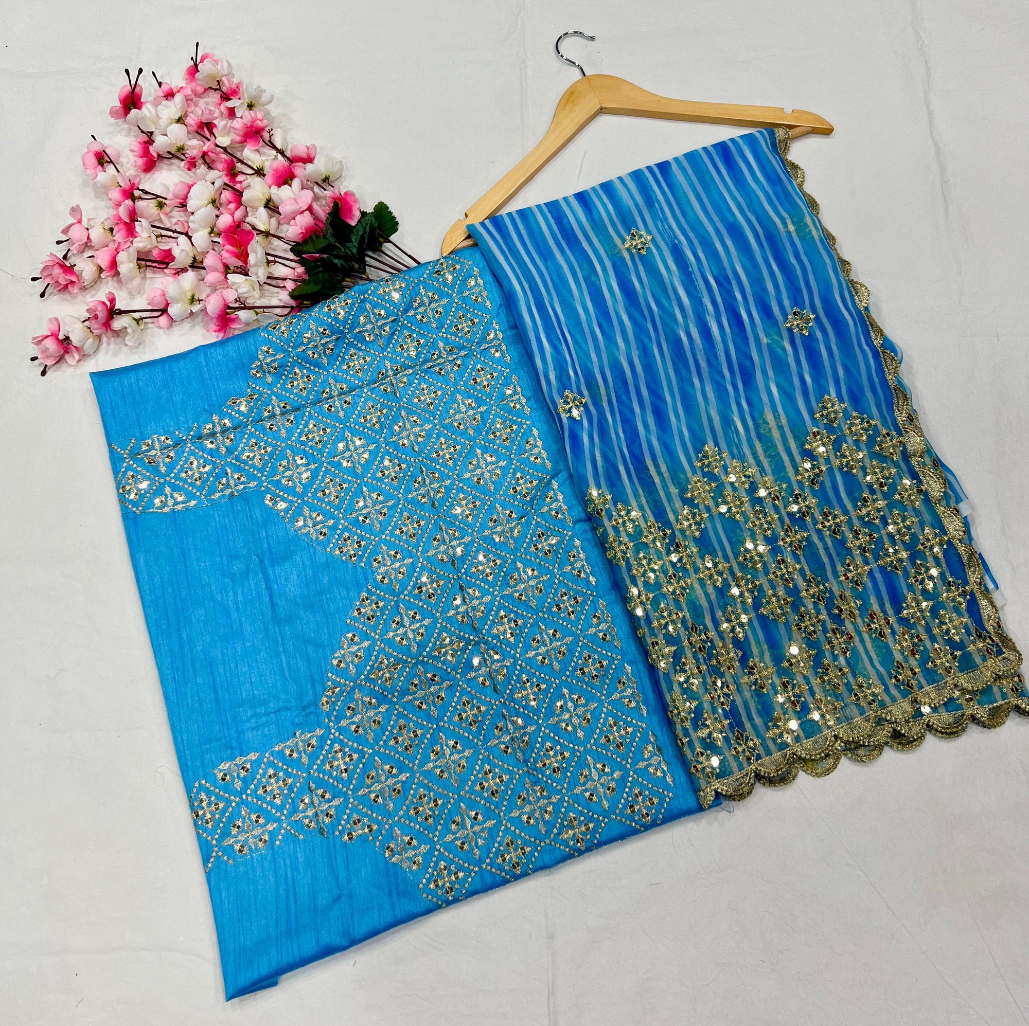 Heavy Fox Georgette With Beautiful Shibori Printed And Zari