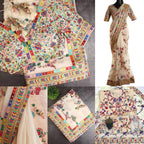 Multi Colour Embroidery Saree For Partywear