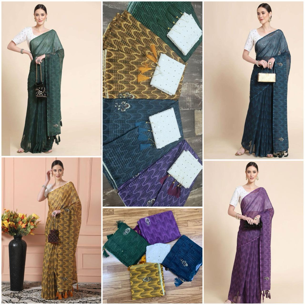Green Sequence Work Saree
