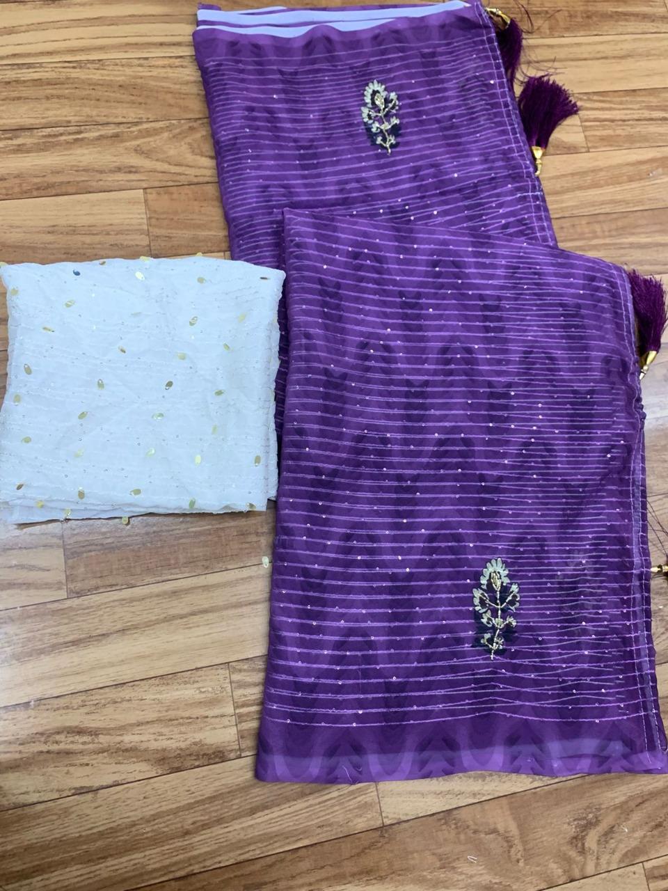 Purple Sequence Work Saree