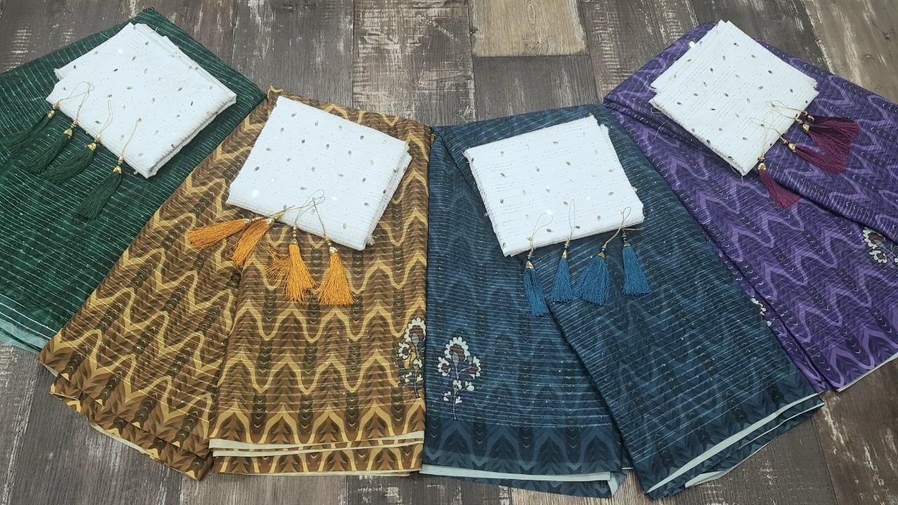 Yellow Sequence Work Saree