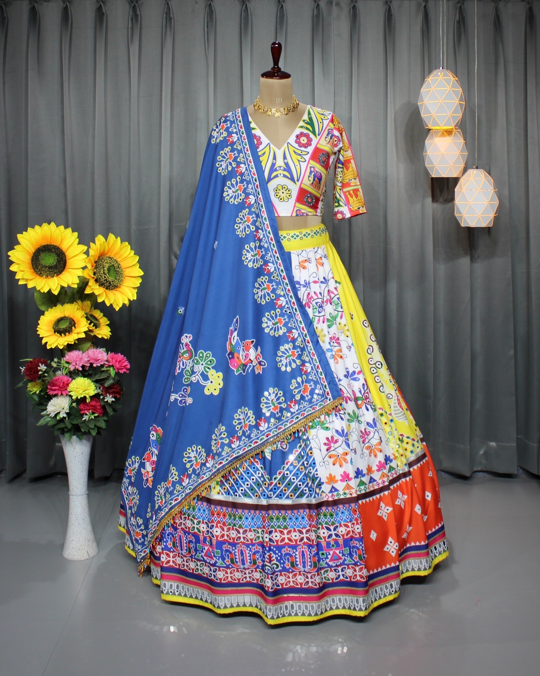 Soft Butter Silk Chaniya Choli | Fancy Digital with Real Mirror Work for Traditional Wear