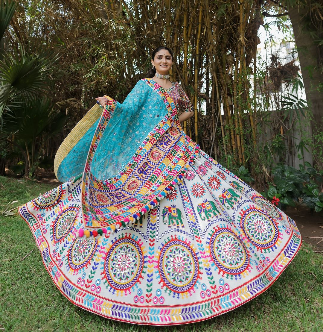 Soft Muslin Silk Chaniya Choli | Fancy Digital with Real Mirror Work for Traditional Wear