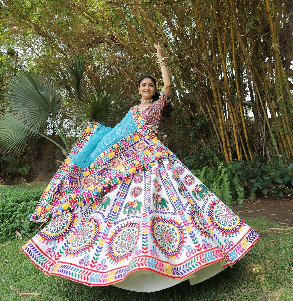 Soft Muslin Silk Chaniya Choli | Fancy Digital with Real Mirror Work for Traditional Wear