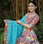 Soft Muslin Silk Chaniya Choli | Fancy Digital with Real Mirror Work for Traditional Wear