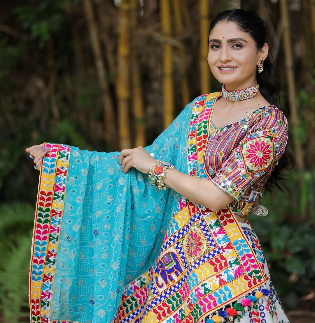 Soft Muslin Silk Chaniya Choli | Fancy Digital with Real Mirror Work for Traditional Wear