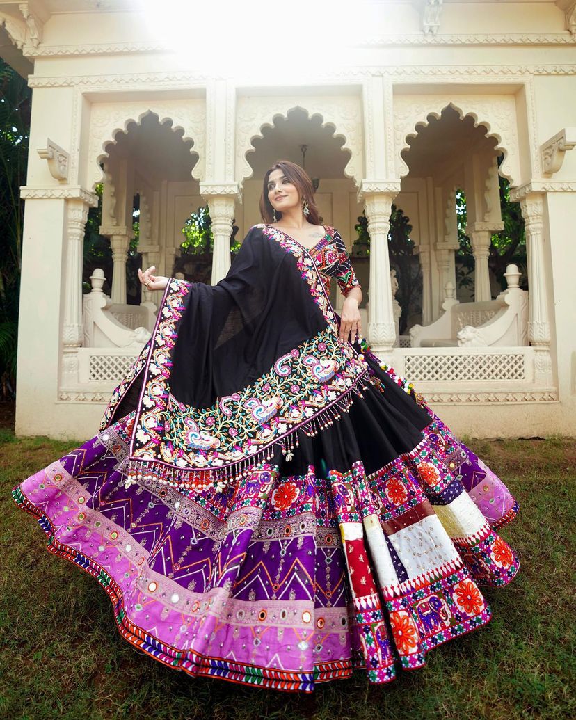 Muslin Cotton Chaniya Choli | Fancy Digital with Real Mirror Work for Traditional Wear