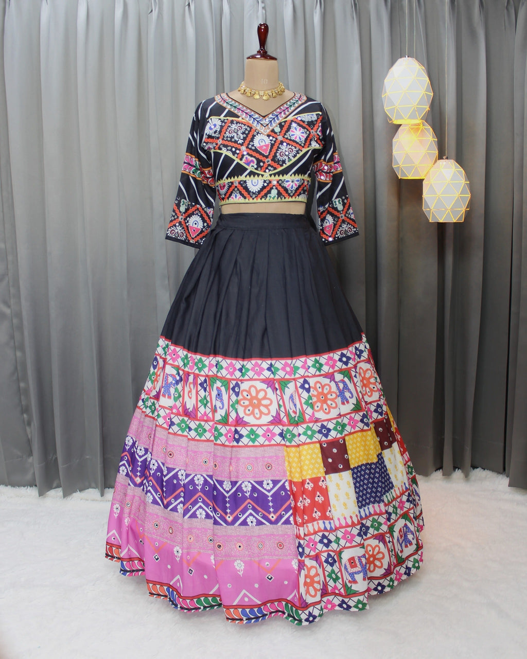 Muslin Cotton Chaniya Choli | Fancy Digital with Real Mirror Work for Traditional Wear