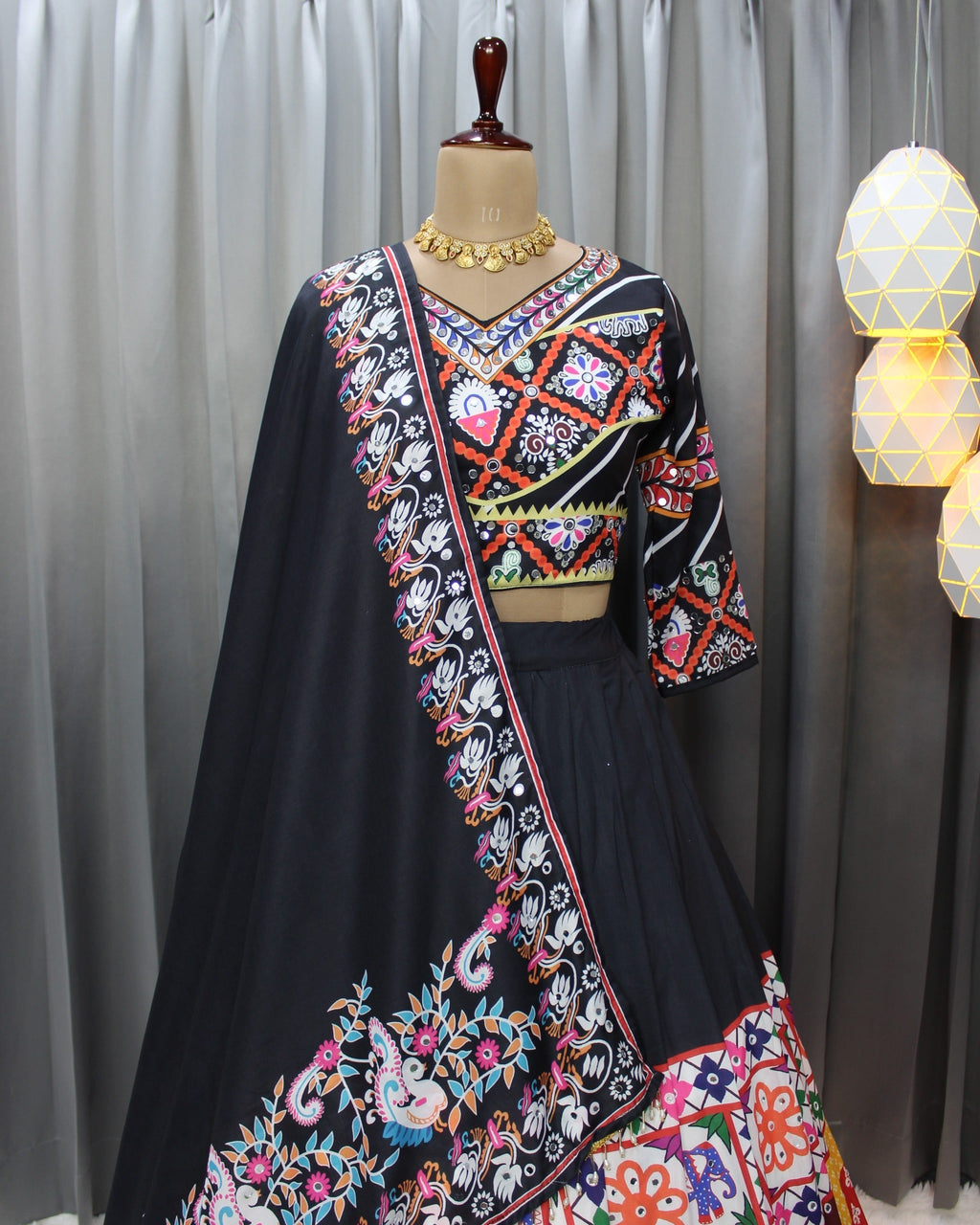 Muslin Cotton Chaniya Choli | Fancy Digital with Real Mirror Work for Traditional Wear