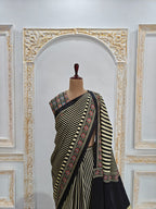 Ajrakh Printed Modal Silk Saree With Ajrakh Blouse