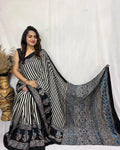 Ajrakh Primum Modal Silk Saree With Blouse