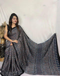 Ajrakh Primum Modal Silk Saree With Blouse