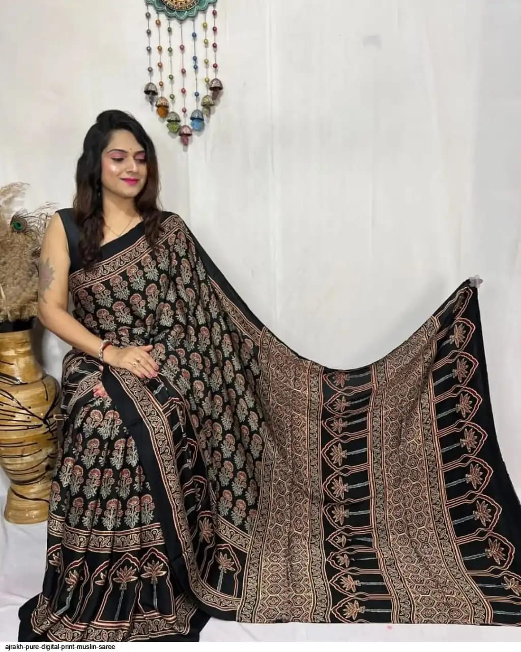 Ajrakh Primum Modal Silk Saree With Blouse