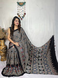 Ajrakh Primum Modal Silk Saree With Blouse