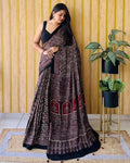 Ajrakh Primum Modal Silk Saree With Blouse