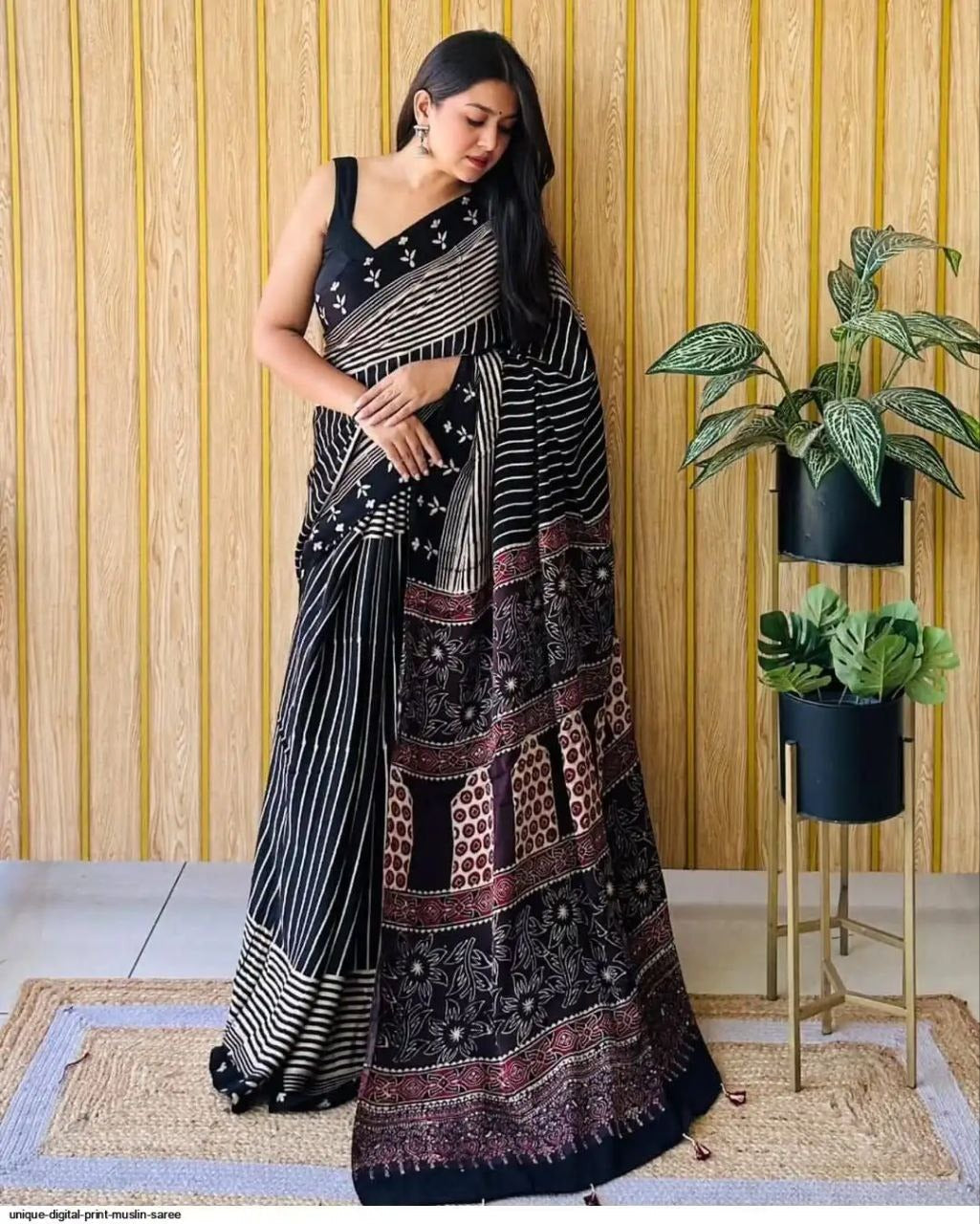 Ajrakh Primum Modal Silk Saree With Blouse