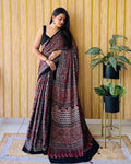 Ajrakh Primum Modal Silk Saree With Blouse