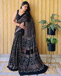 Ajrakh Primum Modal Silk Saree With Blouse