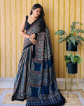 Ajrakh Primum Modal Silk Saree With Blouse