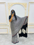 Ajrakh Printed Semi Gaji Silk Saree With Ajrakh Blouse