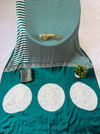 Ajrakh Printed Semi Gaji Silk Saree With Ajrakh Blouse