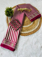 Ajrakh Printed Semi Gaji Silk Saree With Ajrakh Blouse