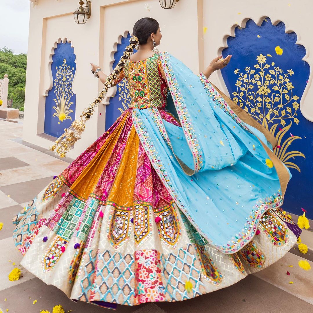 Soft Butter Silk Chaniya Choli | Fancy Digital with Real Mirror Work for Traditional Wear
