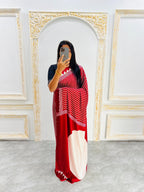 Ajrakh Printed Semi Gaji Silk Saree With Ajrakh Blouse